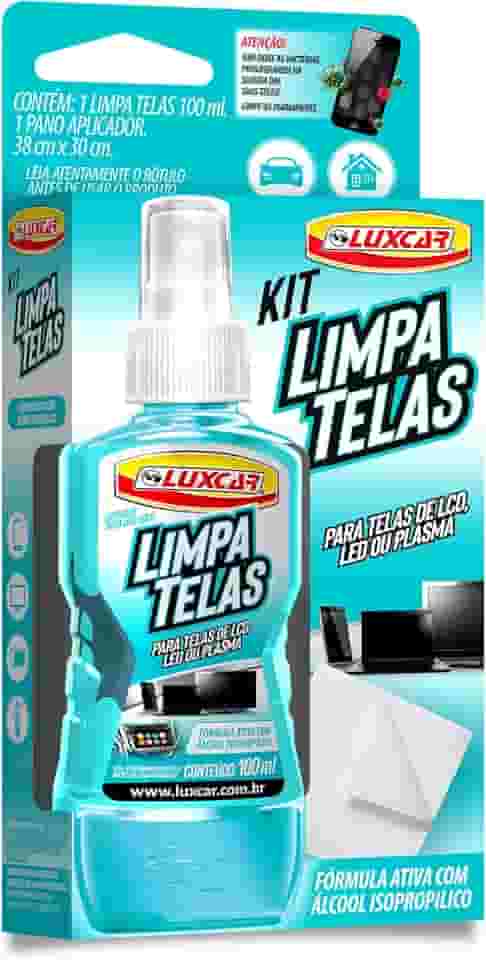 Luxcar Kit Limpa Telas 120 ml + Pano Aplicador - Fórmula Ativa Álcool Isopropílico