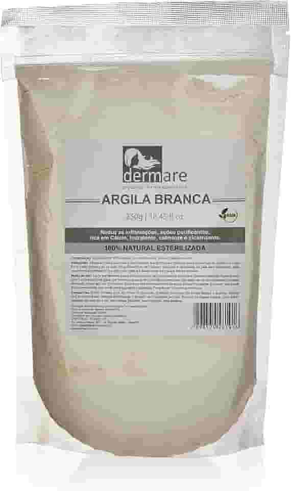 Dermare Argila Branca Clareadora 250g – Peles Sensíveis e Desidratadas | Uso Facial, Corporal e Capilar