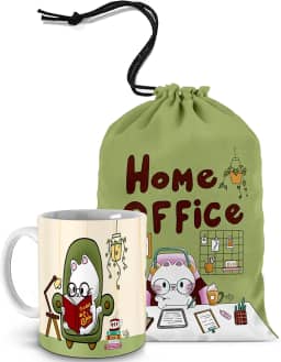 Caneca Para Amantes De Livros, Café E Gatos! Saquinho Para Caneca