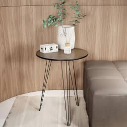 Mesinha Lateral De Canto Apoio Redonda Pé De Ferro Tripé (Freijó)