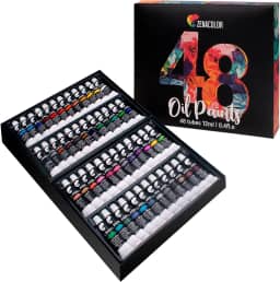 Zenacolor Conjunto de tinta a óleo 48 x 12 mL (11,3 g) pacote com 48 tubos de tintas a óleo para pintura em tela