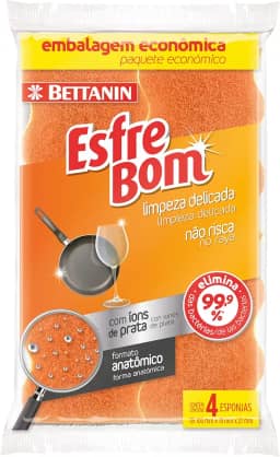 EsfreBom - Esponja Limpeza Delicada - Embalabem com 4 Unidades, Bettanin