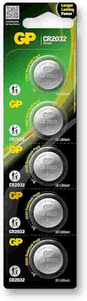 Bateria Tipo Moeda GP Lithium 3V 220mAh, Blister com 5 unidades (CR2032-C5)