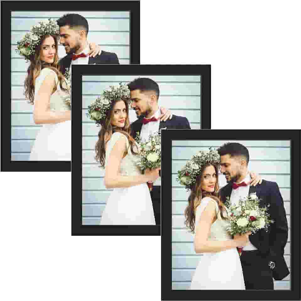 Porta Retrato 15x21 Preto | Kit 3 unidades | Móvel ou Parede | Moldura Decorativa Minimalista | Dupla Face Inclusa | Moderno e Elegante