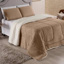 Coberdrom Queen Sherpa Cores Lisas – Edredom Casal Inverno Quente e Macio - Forro Pelucia Tipo Lã - FV Enxovais (Avela, Queen)