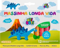 UTIGUTI Massinha Larga Vida, Massa para Modelar Colorida em Estojo, Longa Vida, 12 Cores