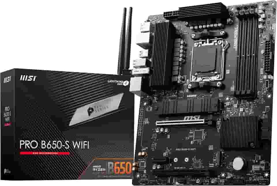 MSI Placa-mãe WiFi PRO B650-S, ATX - Suporta processadores AMD Ryzen série 7000, AM5 - DDR5 Memory Boost 6000+MHz/OC, 2 x PCIe 4.0 x16, 2 x M.2 Gen4, Wi-Fi 6E