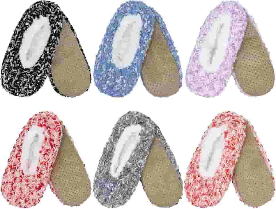 Pantufas felpudas confortáveis de microfibra super macias para adultos e meias forradas antiderrapantes