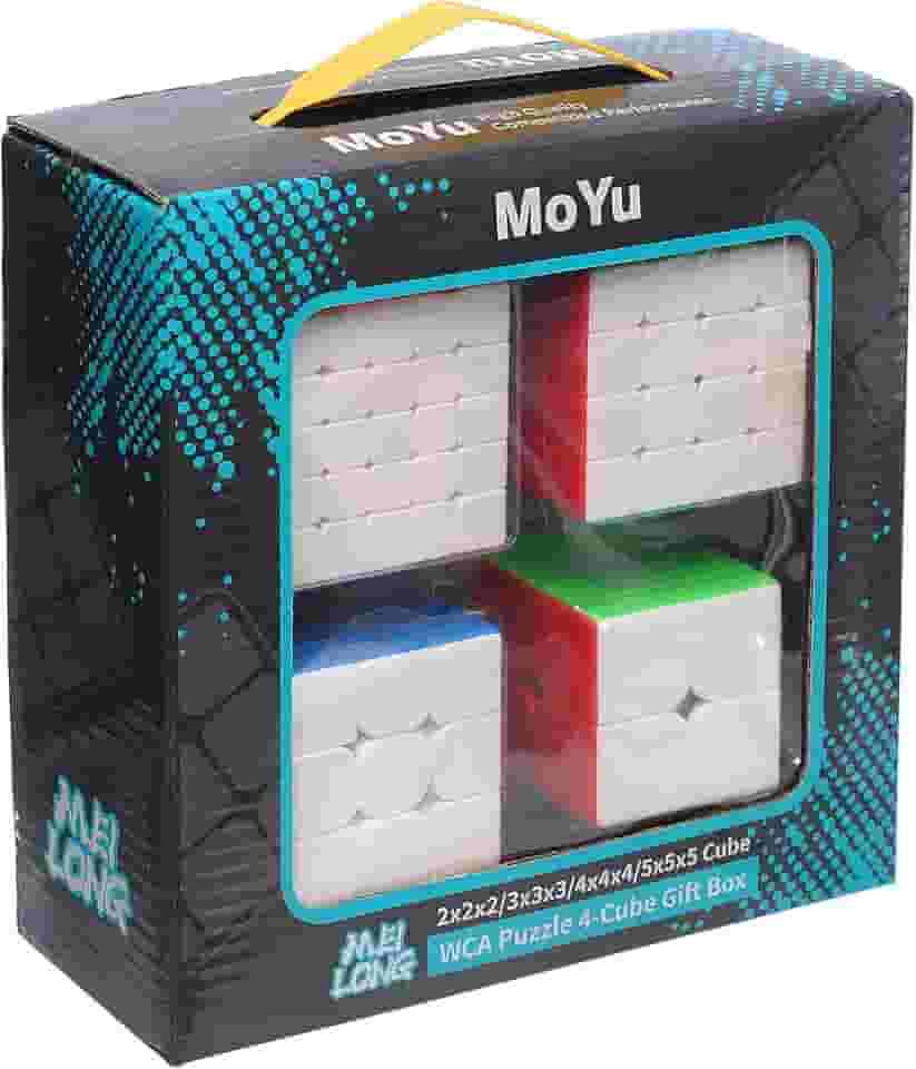Box Cubo Mágico Profissional MoYu 2x2x2 + 3x3x3 + 4x4x4 + 5x5x5 Stickerless