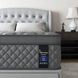 Colchão duplo híbrido, colchão médio de 25 cm, parte superior europeia para suporte das costas e lombar, cama de mola de bolso individual para isolamento de movimento e alívio de pressão