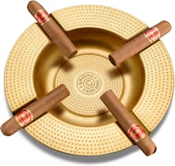 Cinzeiro de charuto, 4 compartimentos, inquebrável, grande anel, para decoração externa/interna, com 4 suportes para charutos, bandeja de metal para homens (dourado)