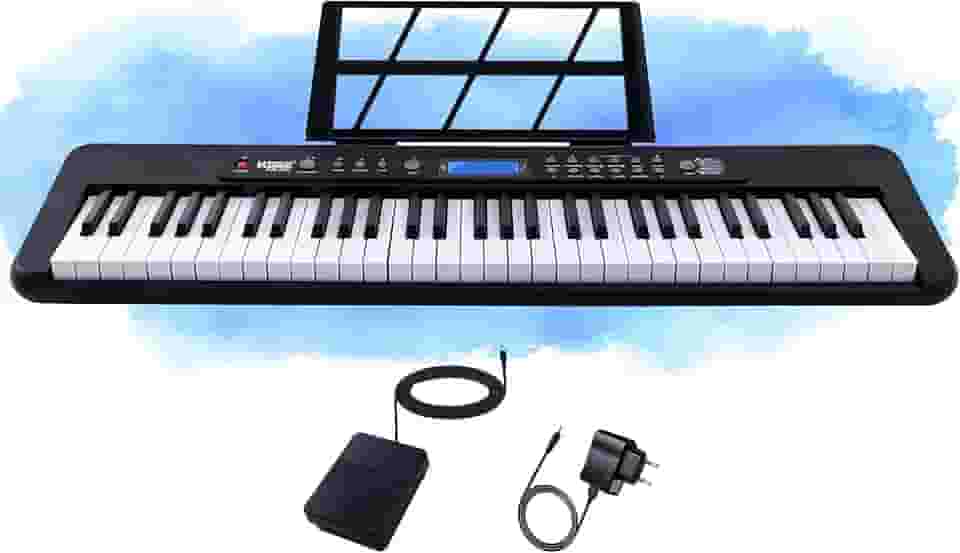 Teclado Musical Kobe KB-300 5/8 61 Teclas com Sensibilidade ao Toque com Pedal Sustain