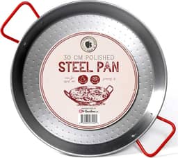Gourmanity Feito por Garcima, panela de paella de aço carbono de 30 cm, forma de paella de aço polido de 30 cm, grande da Espanha, prato de paella espanhol importado