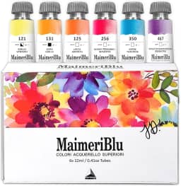 Maimeri Blu, conjunto de artistas Jeannie Dickson, tinta aquarela, 12 ml, 6 tubos – Materiais profissionais de pintura em aquarela