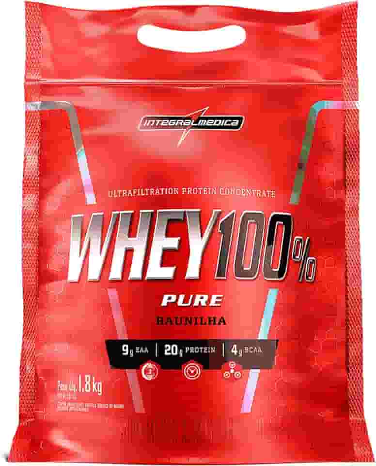 Integralmédica - Whey Protein Concentrado Baunilha 100% Pure - 21g de Proteína por Scoop, Suplementação Alimentar Pós-Treino, Fórmula Enriquecida com BCAAs - Pouch 1,8kg