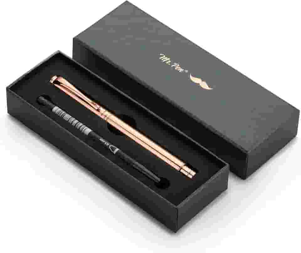 Mr. Pen - Caneta de luxo, barril de ouro rosa, tinta preta, caneta chique, canetas elegantes para mulheres, canetas bonitas para homens