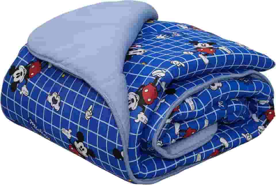 Edredom Estampado 1 Peça Portallar Disney Hey Mickey/Azul Jeans Solteiro