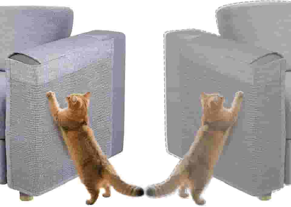 Protetor de móveis para gatos com sisal natural para proteger móveis de sofá, poltrona, sem mão (cinza claro)