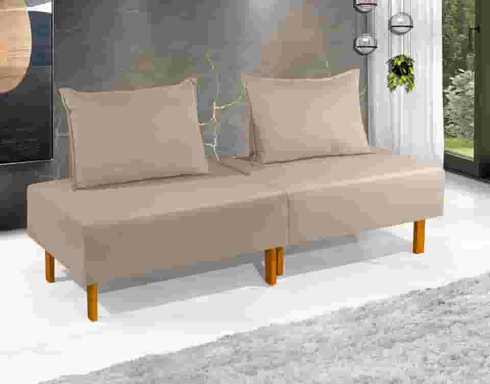 Cama Dobrável Para Camping Portátil Sofá Cama Versátil Com Encosto Removível Bege