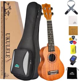 EastRock Ukulele Soprano Concert Ukulele Conjunto de Ukelele de 53 cm para crianças iniciantes e adultos com alça de afinador de saco pano de limpeza palhetas de ukulele cordas de carbono (soprano,