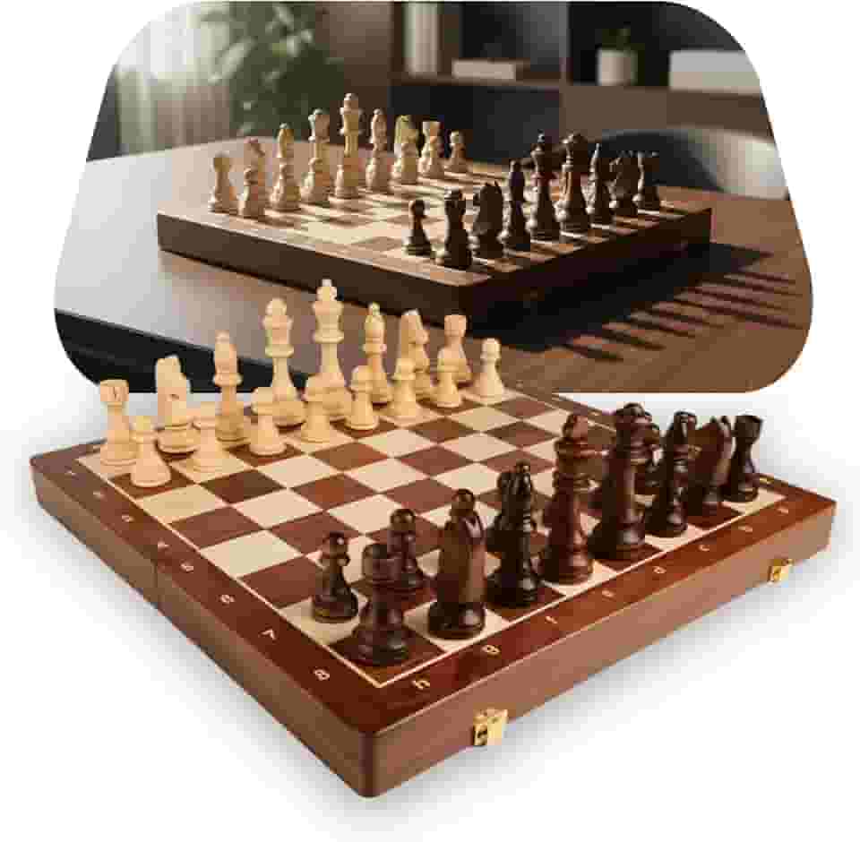Jogo Xadrez Clássico Profissional Grande Luxo Tabuleiro Peças 100% Madeira Reflorestada Acabamento em Verniz com Rainhas Extras
