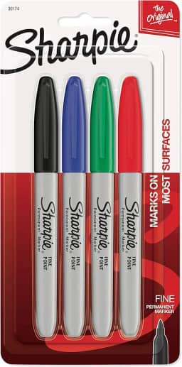 MARCADOR PERMANENTE SHARPIE FINA SORT PT/AZ/VM/VD BL C/4 un - 30174PP