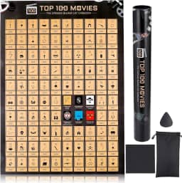 Pôster dos 100 melhores filmes - Desafio de pôster de filme arranhável - Presente para amantes de filmes, e dia dos namorados para ele ou ela