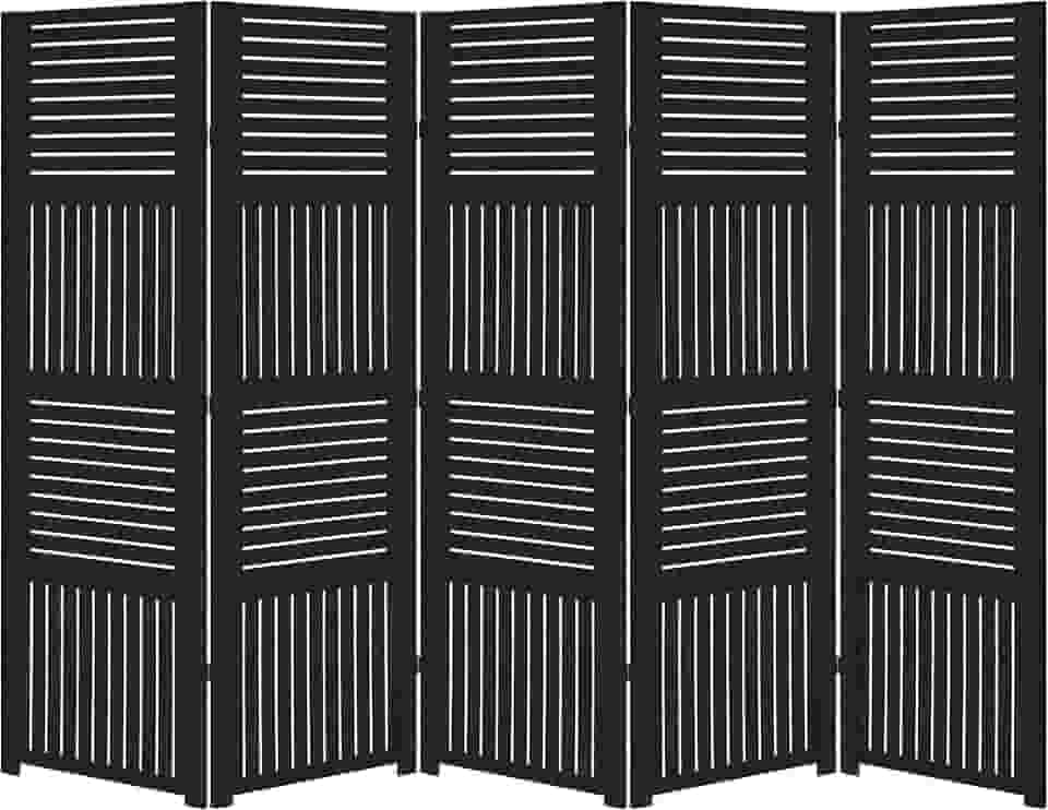 Biombo Pintado Divisoria Separador de Ambiente MDF Preto ou Branco (Preto, 5 Horizontal Vertical)
