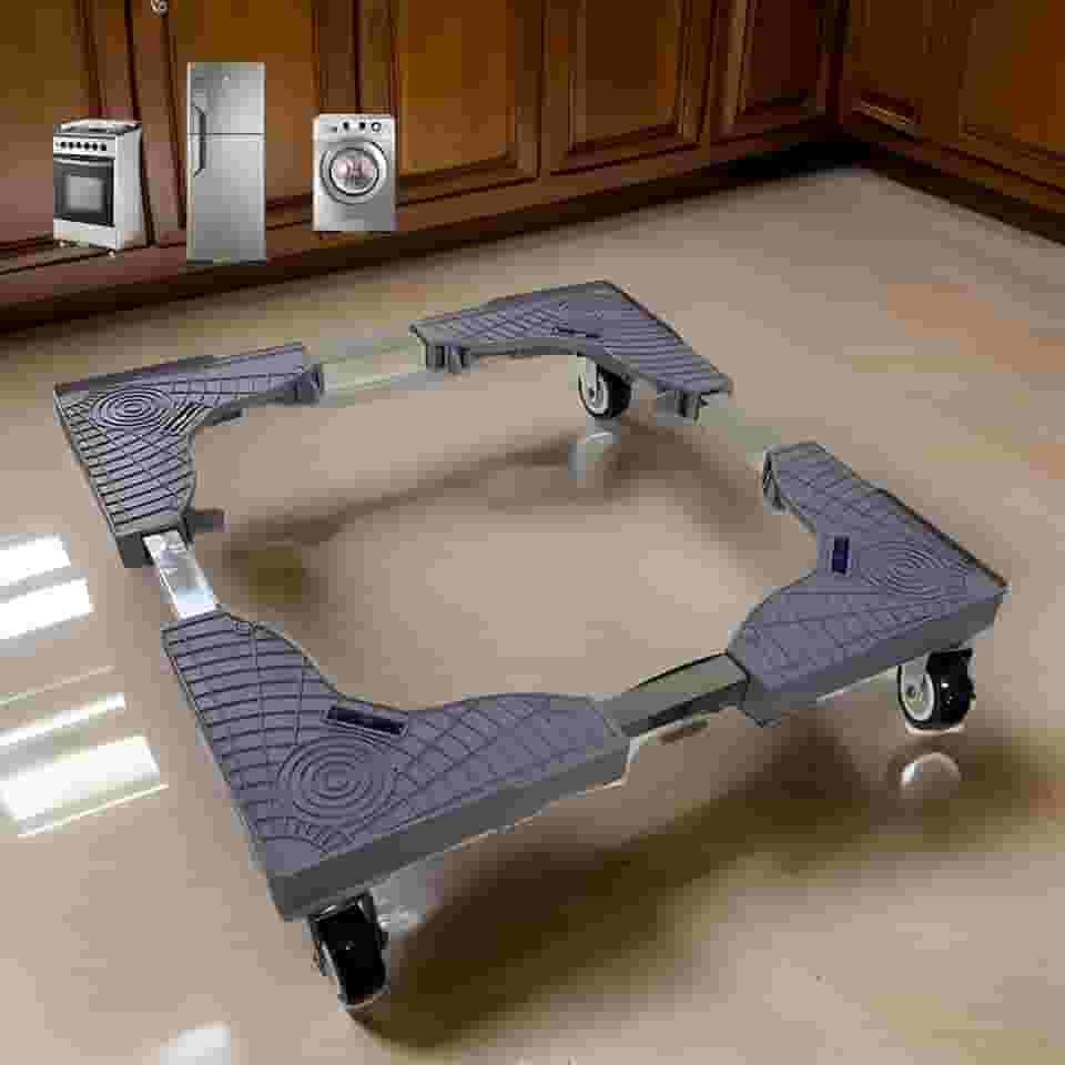 Suporte Móvel Ajustável Com Rodas, Para Geladeira, Máquina De Lavar, Fogão, Capacidade 200kg, Base Antiderrapante, Marca VARENZIA