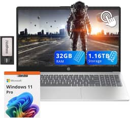 HP Notebook Pavilion com tela sensível ao toque de 15,6 polegadas, Intel i3-1215U, 32 GB de RAM, armazenamento de 1,16 TB (SSD de 1 TB + conjunto de estação de ancoragem de 160 GB), gráficos Intel UHD