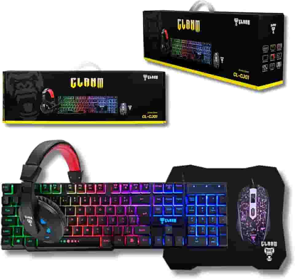 Combo GAMER 4 em 1 MTS, Nightmare • Mouse 4D - 3600 Dpi • Teclado RGB LED Rainbow Anti-Ghosting • Fone e Microfone Headset 45mW Stereo • Mousepad 290x250 • Quality Premium • Setup Gamer