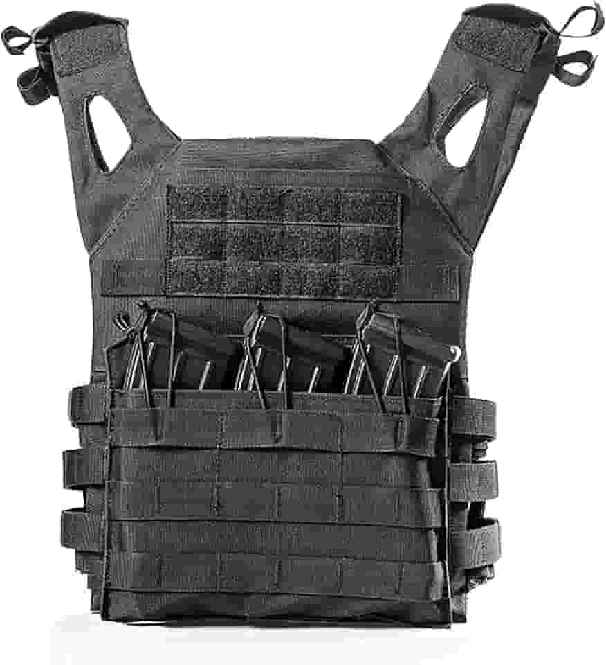 Colete de proteção de segurança ao ar livre para airsoft colete ajustável preto, Preto, Medium