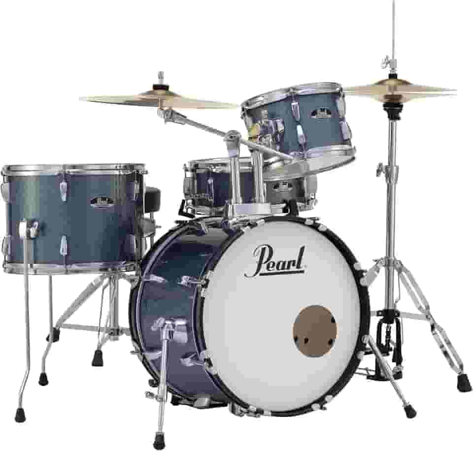 Pearl Roadshow Kit completo de bateria com 4 peças com pratos e suportes, glitter azul água (RS584C/C703)