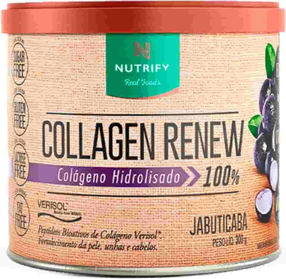 Nutrify Collagen Renew - Colágeno Hidrolisado em Pó - Sabor Jabuticaba - 300g - Sem Glúten, Sem Açúcar e Sem Lactose