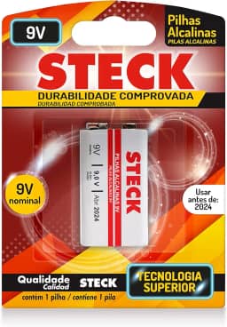 Steck Pilha Alcalina 9V Pack C/ 1 Unidade