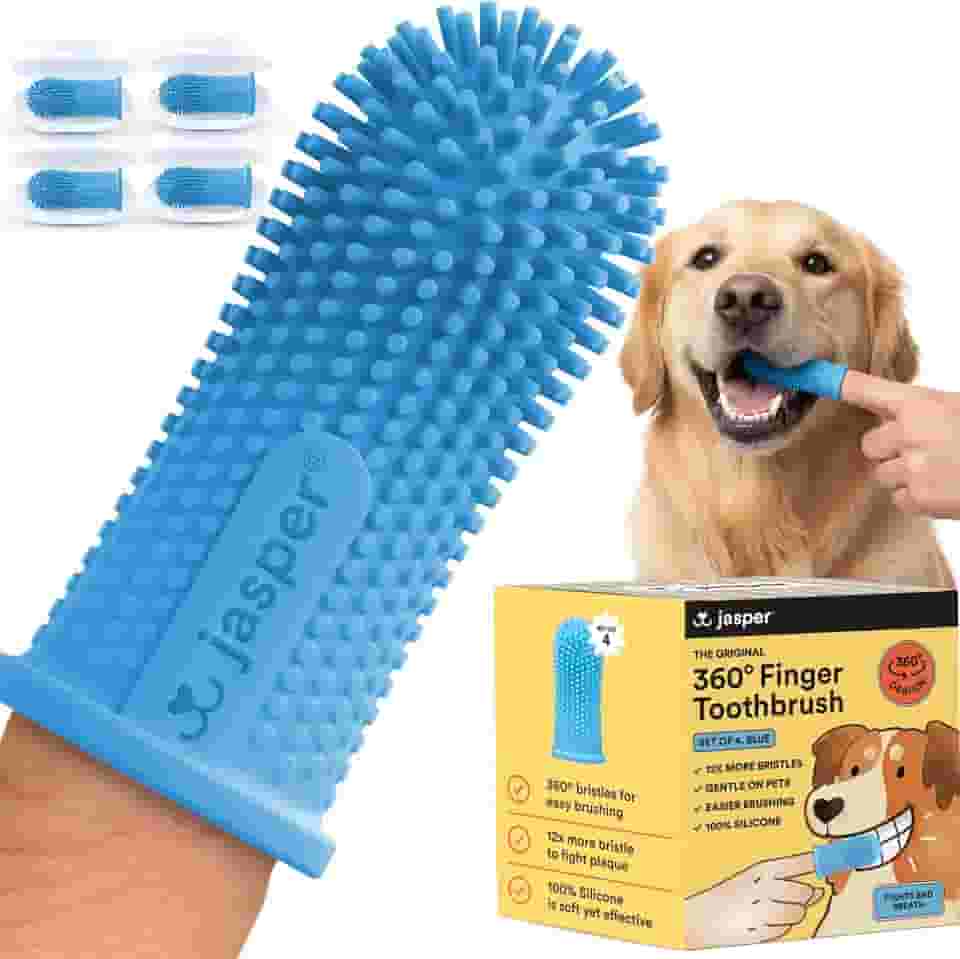 Jasper Escova de dentes para cães, kit de escovação de dentes de cachorro de 360 graus, kit de cuidados dentários caninos e limpeza de dentes, escova de dentes para animais de estimação, use com pasta