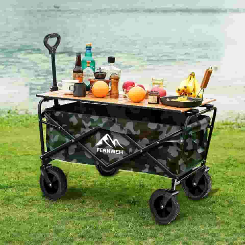 Carrinho de Transporte Dobrável 150kg - Preto, Resistente e Portátil para Serviço Pesado (Camuflado Verde)