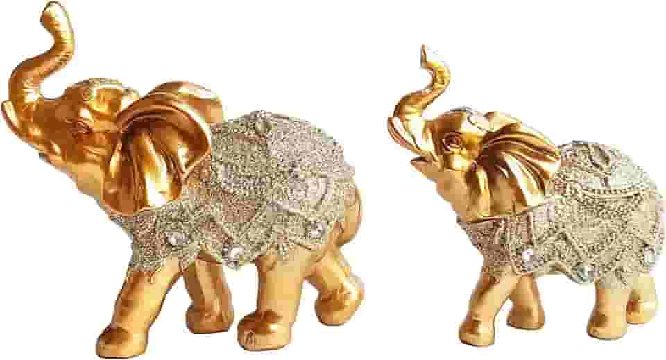 Par Elefantes Decorativo Resina Indiano Sabedoria Sorte K (K100 e K200)