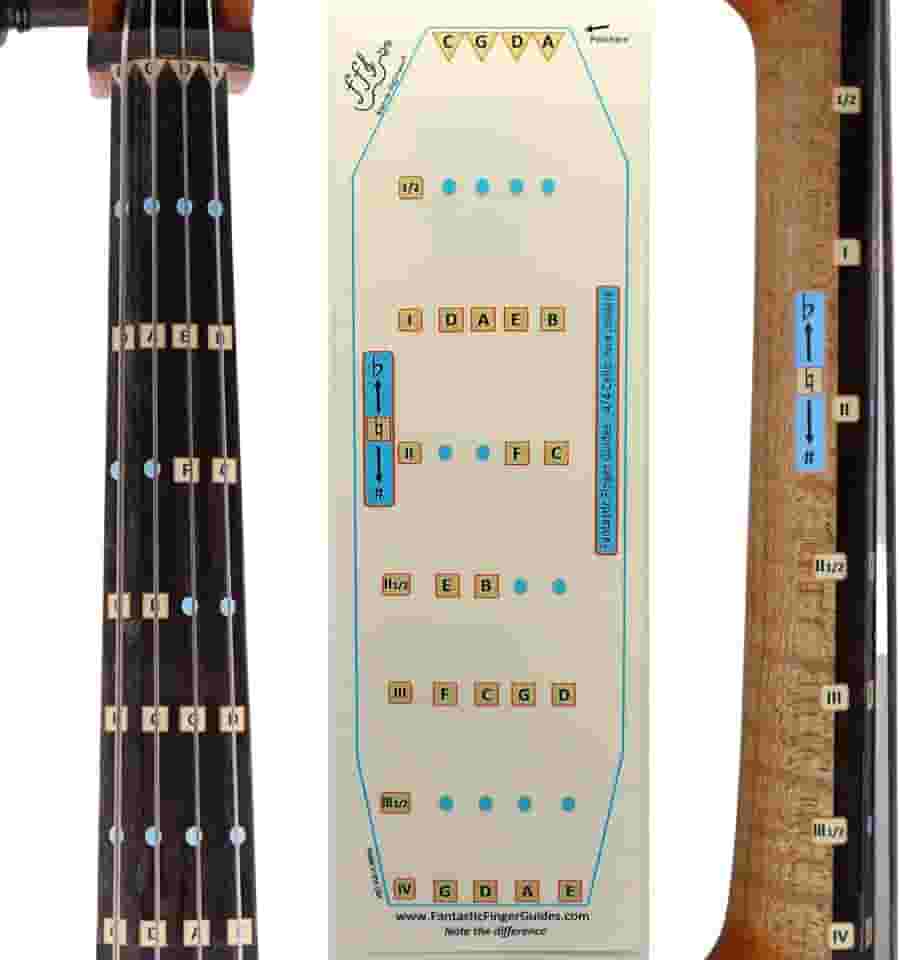 Guia de dedo fantástico para violoncelos - Acessórios musicais para instrumentos de cordas, adesivos de escala e escala para aprender todas as notas, aprender a tocar violoncelo, tamanho 4/4