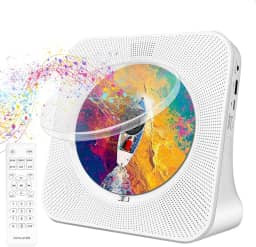 Elyblo CD Player Portatil, Rádio FM, 110-220V Toca Cd Portatil, Leitor de CD com Alto-Falantes Duplos Integrados, Radio CD Player de HiFi, Suporte CD, Bluetooth, Unidade USB, AUX, Temporizador, Loop