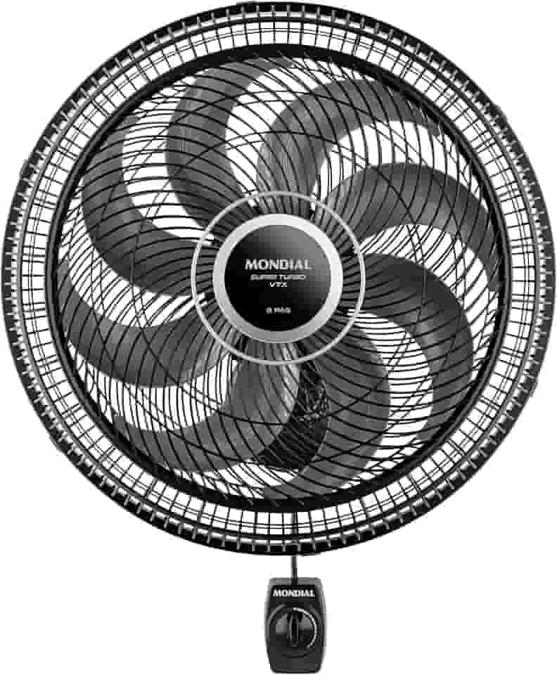 Ventilador de Parede 40cm Super Turbo 8 Pás, Mondial, Preto/Prata, 140W, 110V - VTX-40P-8P