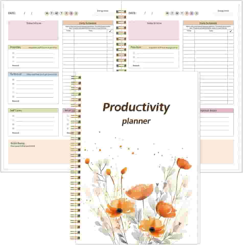 Agenda de TDAH para adultos, mulheres, agenda diária de produtividade com organizador de tarefas, autocuidados, agenda diária, lista de tarefas, descarga cerebral, diário de TDAH para se manter