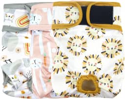 Langsprit Fraldas laváveis para cães fêmeas (pacote com 3) – Fraldas reutilizáveis para cães pequenas, médias e grandes para cachorrinhos fêmeas – Calcinhas altamente absorventes para cães (médias