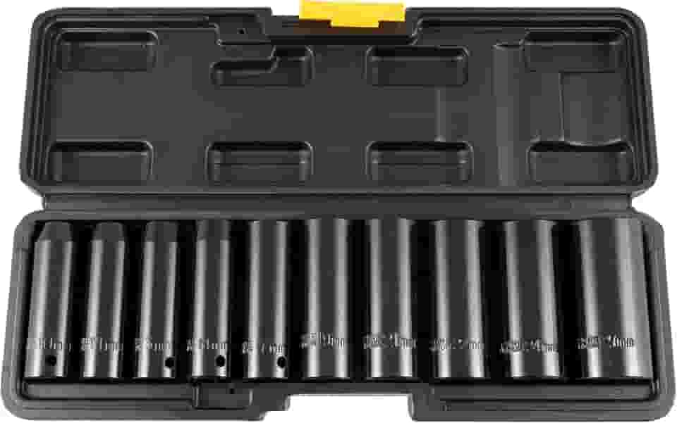 EDA Jogo Soquetes Impacto Longo Cv Encaixe 1/2' Com 10 Peças 10-27Mm Eda