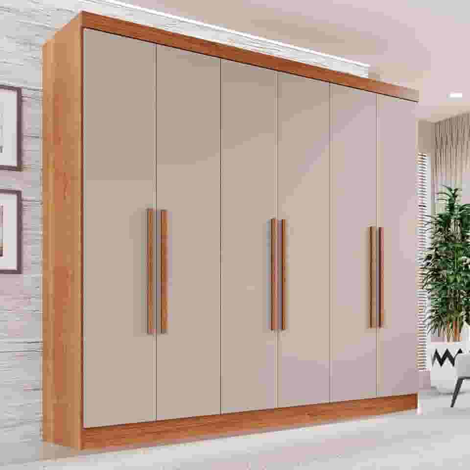 Guarda-roupa Casal 6 Portas 2 Gavetas França Cinamomo/Off-White