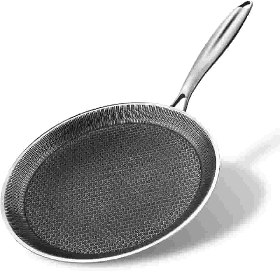 Panela de Crepe Antiaderente, 28 cm, Aço Inoxidável, Compatível com Indução
