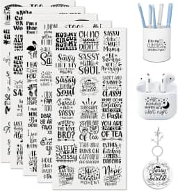 Adesivos UV DTF 105 peças, engraçado, sarcástico, vibrante, de alta viscosidade, copo de transferência para mini chaveiro, capa de telefone, notebook, marcador de livro, porta-cartões, acrílico