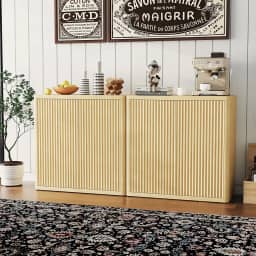 CuisinSmart Armário buffet de 3 camadas com armazenamento, armário de armazenamento com portas duplas caneladas e prateleiras ajustáveis, aparador moderno para sala de jantar, entrada, cozinha (87 x