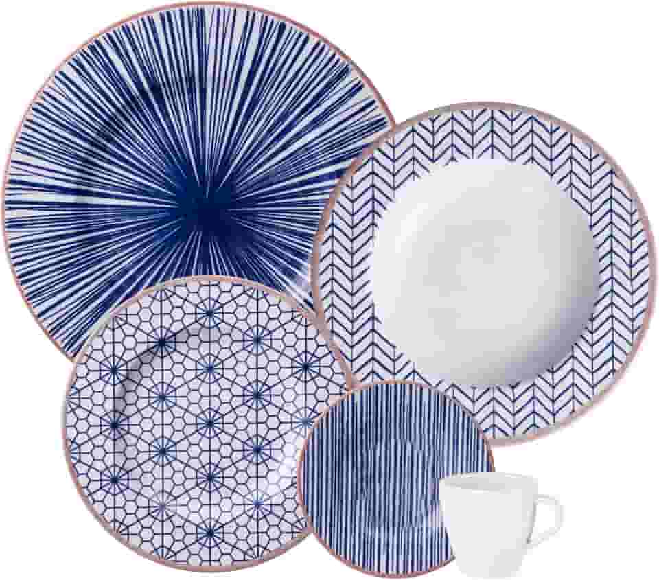 Aparelho de Jantar Tramontina Abstratta em Porcelana Decorada 20 Peças