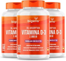 Vitamina D3 2000ui Óleo Tcm (mct), Biogens, Kit 3x 60 cápsulas